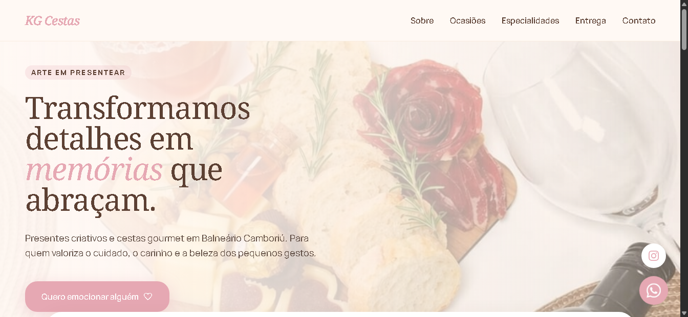 KG Cestas & Presentes Landing Page
